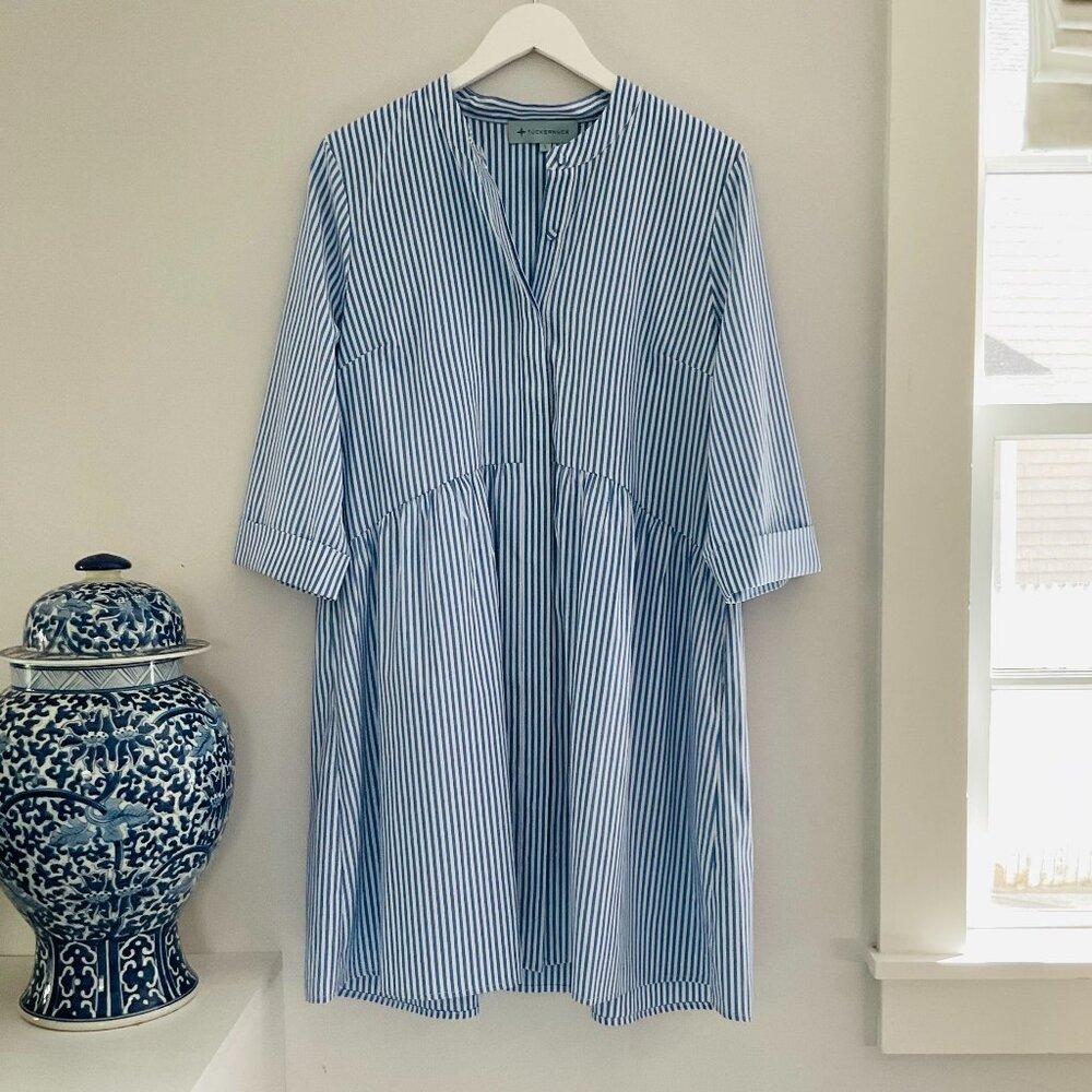 Tuckernuck Blue and White Striped Cotton Tunic Dress